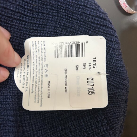 WIGWAM WORSTED 100% WOOL HAT, BEANIE HAT F4707. NWT Navy Blue - Picture 5 of 5